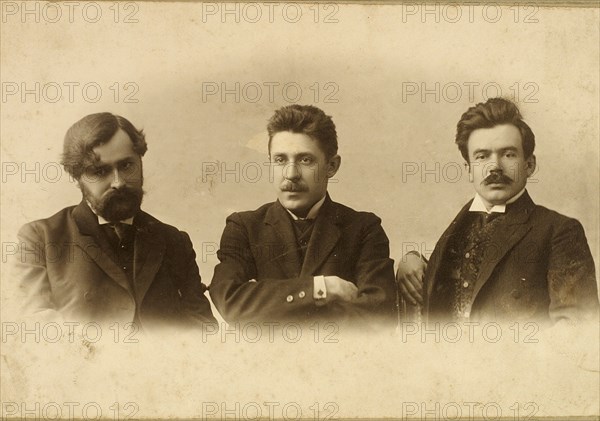 Georgy Chulkov, Vasili Milioti and Genrich Tasteven, Russian writers, 1900s. Artist: Unknown