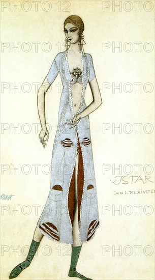 Costume design for Ida Rubinstein as Ishtar, 1924.  Artist: Leon Bakst