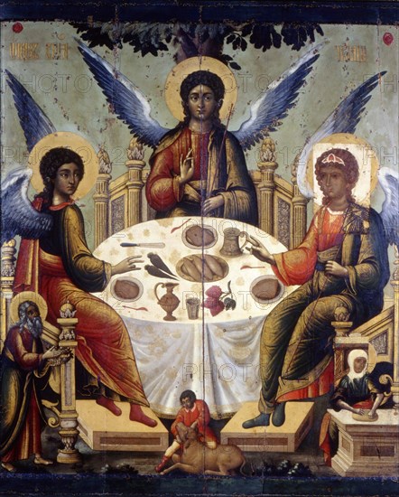 'The Hospitality of Abraham', (The Old Testament Trinity), 1700.  Artist: Tichon Filatyev