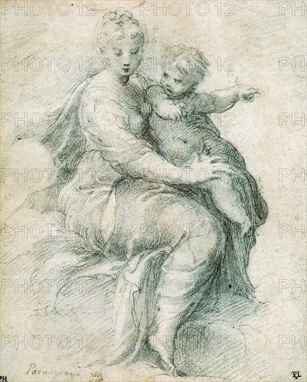 'Madonna and Child on the Clouds', c1525. Artist: Parmigianino