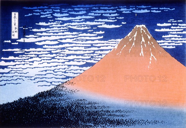 'Red Fuji', 1823-1831.  Artist: Hokusai