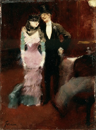 'Leaving a Masquerade Ball at the Paris Opera', late 19th or early 20th century.  Artist: Jean Louis Forain