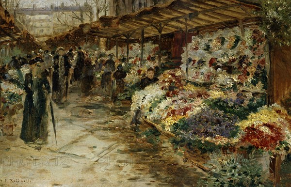 'Flower Market', 1882.  Artist: Jean Francois Raffaelli