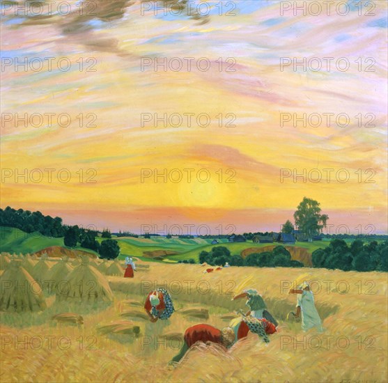 'The Harvest', 1914.  Artist: Boris Mikhajlovich Kustodiev