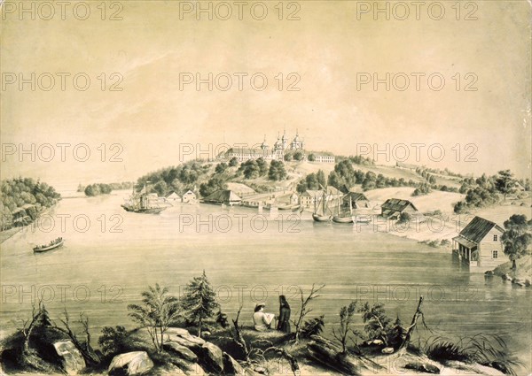 Valaam Monastery on Valaam Island in Lake Ladoga, near St Petersburg, Russia, 1850. Artist: Pyotr Borel