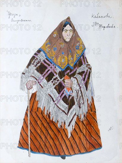 Costume design for the play 'The Storm', by Alexander Ostrovsky, 1916. Artist: Aleksandr Golovin