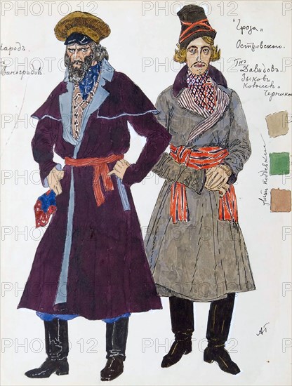 Costume design for the play 'The Storm' by Alexander Ostrovsky, 1916.  Artist: Aleksandr Golovin