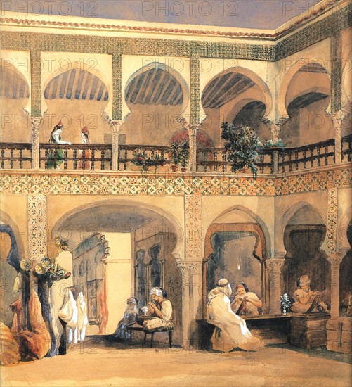 'Bazaar in Orleans', 1840s. Artist: Théodore Chassériau