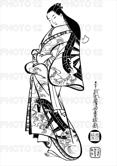'A Woman with Her Hair Down', 1700s. Artist: Ando Kaigetsudo