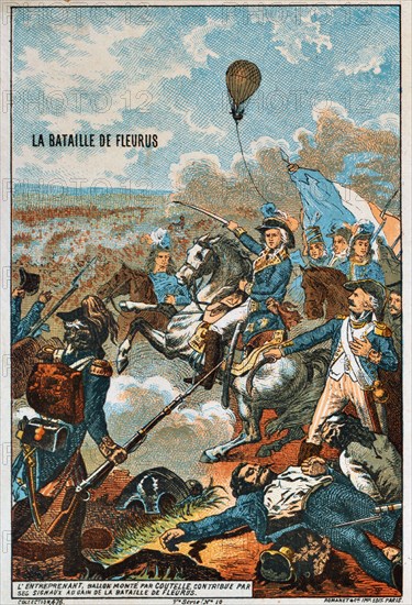 The balloon 'Entreprenant', flown by Coutelle, at the Battle of Fleurus, 1794 (1890s). Artist: Anon