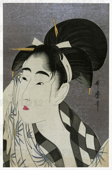 'Woman Wiping Sweat', 1798. Artist: Kitagawa Utamaro