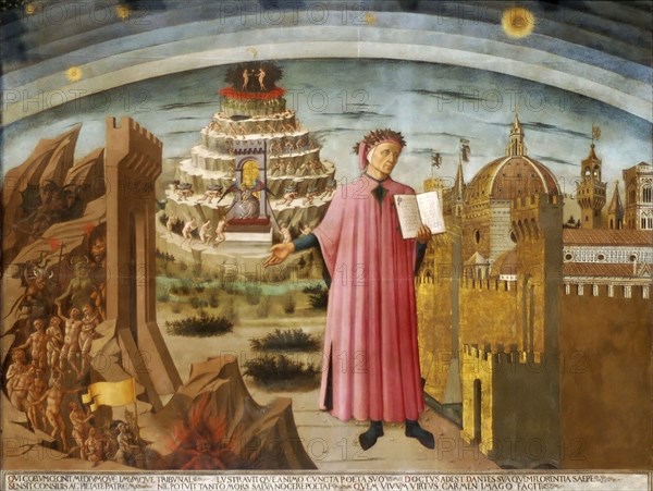 'Dante and the Divine Comedy' (The Comedy Illuminating Florence), 1464-1465. Artist: Domenico di Michelino