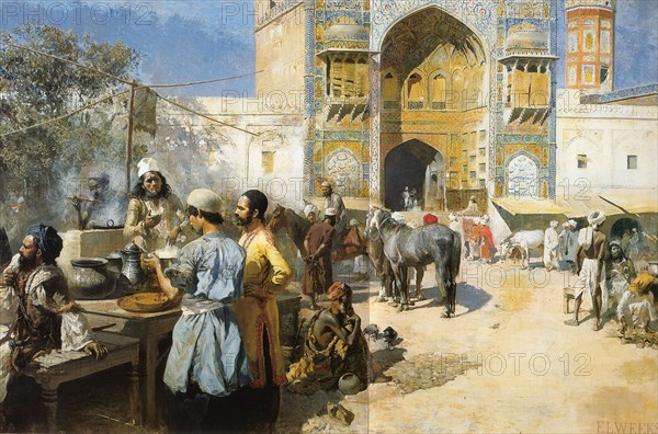 'An Open-Air Restaurant, Lahore', c1889.  Artist: Edwin Lord Weeks