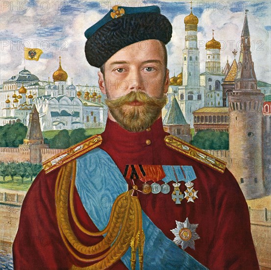 Tsar Nicholas II of Russia, 1915.  Artist: Boris Mikhajlovich Kustodiev