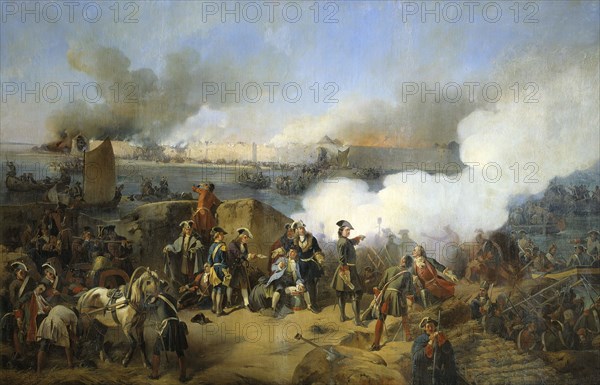 Storming of the Swedish Nöteburg Fortress by Russian Troops, 11 October 1702 (1846).  Artist: Alexander von Kotzebue