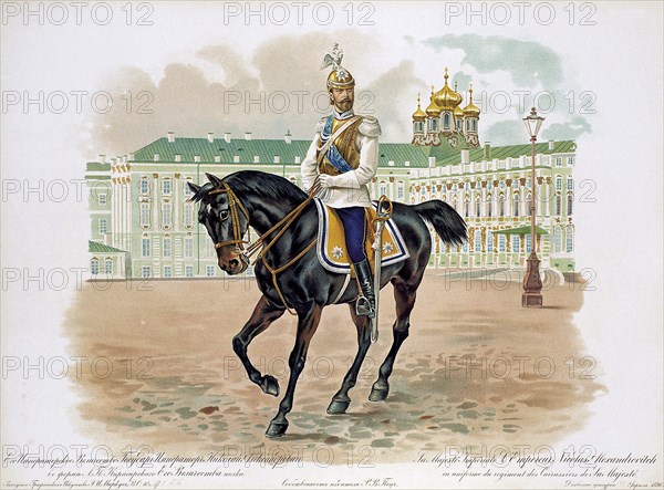 Tsar Nicholas II of Russia in the uniform of His Majesty's Life Cuirassiers Guard Regiment, 1896. Artist: Anon