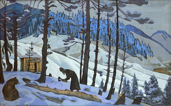 'Saint Sergius the Builder', 1925.  Artist: Nicholas Roerich