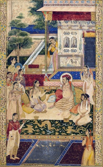 Jahangir and Prince Khurram with Nur Jahan, c1624-1625. Artist: Unknown