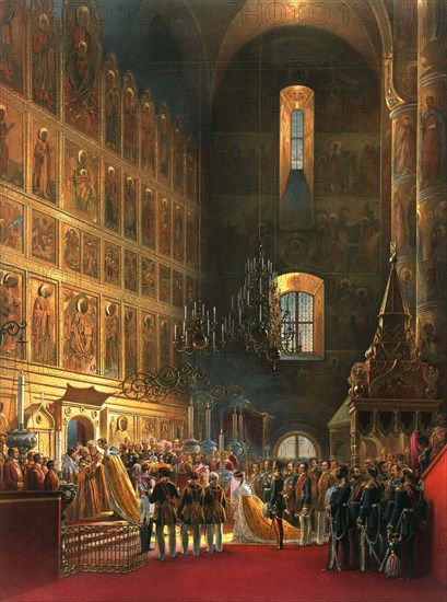 The anointing of Tsar Alexander II of Russia, Moscow, 1856.  Artist: Georg Wilhelm Timm