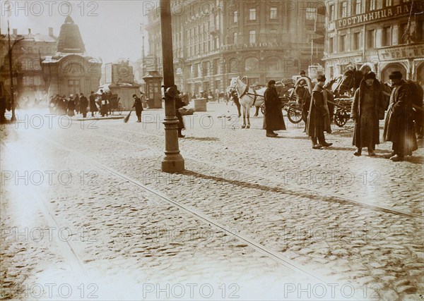 Okhotny Ryad (Hunting Row), Moscow, Russia, 16 March 1911. Artist: Unknown