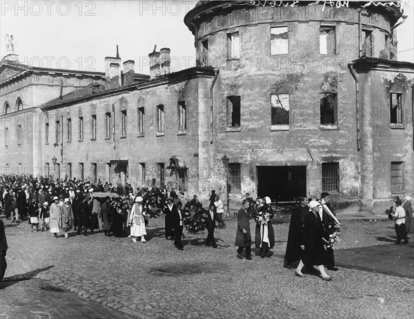 Funeral procession of the poet Alexander Blok, Petrograd, Russia, 10 August 1921. Artist: Unknown