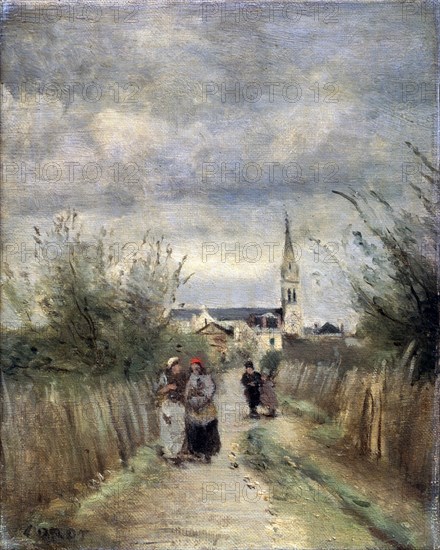 'Bell tower in Argenteuil (Road to the Church)', 1870s.  Artist: Jean-Baptiste-Camille Corot