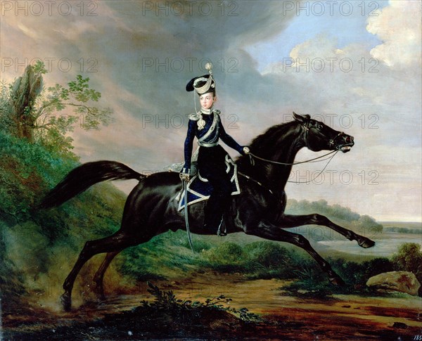 'Equestrian Portrait of Grand Prince Alexander Nikolayevich', (1818-1881), 1832.  Artist: Franz Kruguer