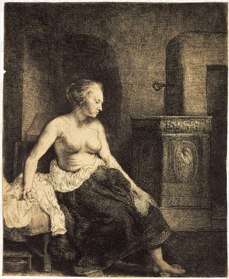 'Half-Naked Woman by a Stove', 1658. Artist: Rembrandt Harmensz van Rijn