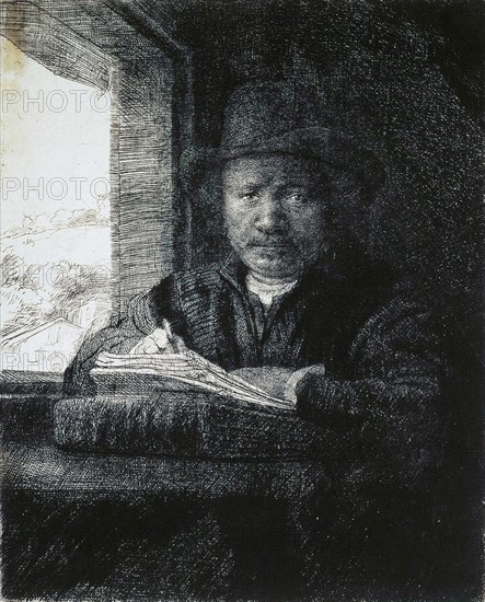 'Self-Portrait Drawing by a Window', 1648.  Artist: Rembrandt Harmensz van Rijn