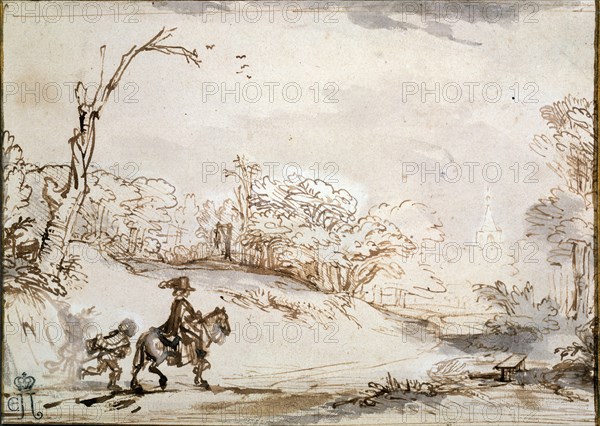 'Landscape with a Horseman', 1648-1650.  Artist: Rembrandt Harmensz van Rijn
