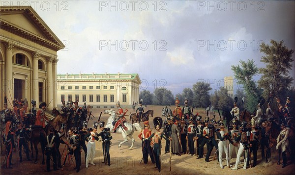 'The Imperial Russian Guard in Tsarskoye Selo in 1832', 1841.  Artist: Franz Kruger