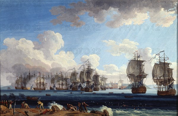 'The Naval Battle of Chesma on 5 July 1770', 18th century.  Artist: Jacob Philip Hackert