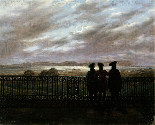 'The Poets V.A. Zhukovsky, S.I. Turgenev and A.I. Turgenev', end 1820s. Artist: Caspar David Friedrich