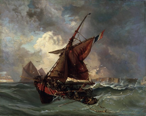 'Ships in a stormy sea', 19th century. Artist: Eugène Delacroix