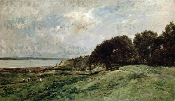 'The Seashore near Villerville', 1875. Artist: Charles François Daubigny