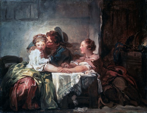 'The Captured Kiss', late 18th century. Artist: Jean-Honore Fragonard