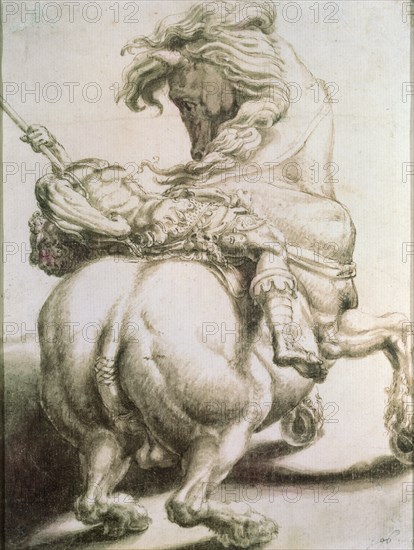 'Rider Pierced by a Spear', 16th century. Artist: Francesco Salviati