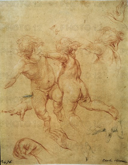 'Two flying putti', study, 1740s. Artist: Pompeo Batoni