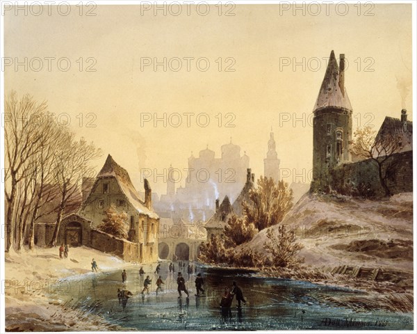 'Skating Rink on a River', 1855.  Artist: Anton Doll