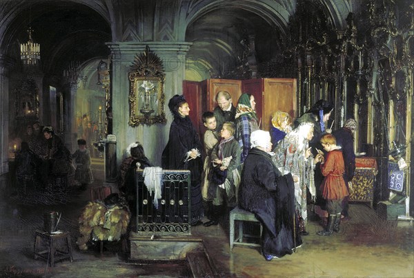 'Before the Confession', 1877.  Artist: Alexei Ivanovich Korzukhin