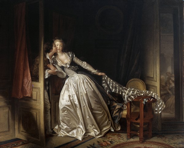 'The Stolen Kiss', end 1780s.  Artist: Jean-Honore Fragonard