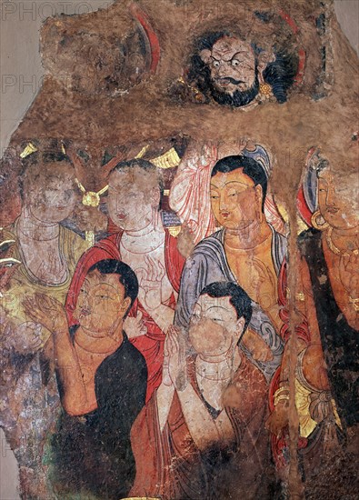 'Group of monks and Bodhisattvas', 9th-10th century. Artist: Unknown