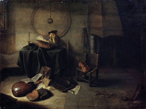 'Melancholy II (Scientist in his studio)', Dutch painting of 17th century. Artist: Isaak de Jouderville