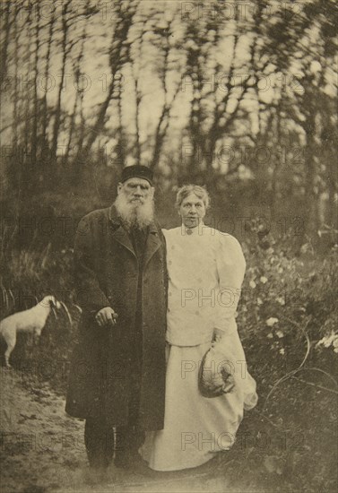 Russian author Leo Tolstoy and his wife Sophia Tolstaya, Russia, 1895. Artist: Sophia Tolstaya