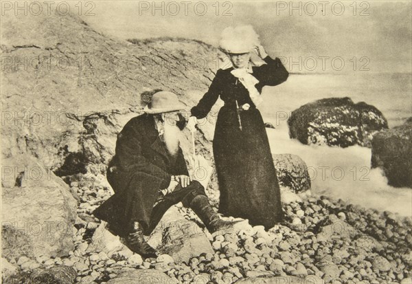 Russian author Leo Tolstoy and his wife Sophia by the Black Sea, Crimea, Russia, 1902. Artist: Sophia Tolstaya