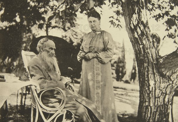 Russian author Leo Tolstoy and his wife Sophia by the Black Sea, Crimea, Russia, 1902. Artist: Sophia Tolstaya