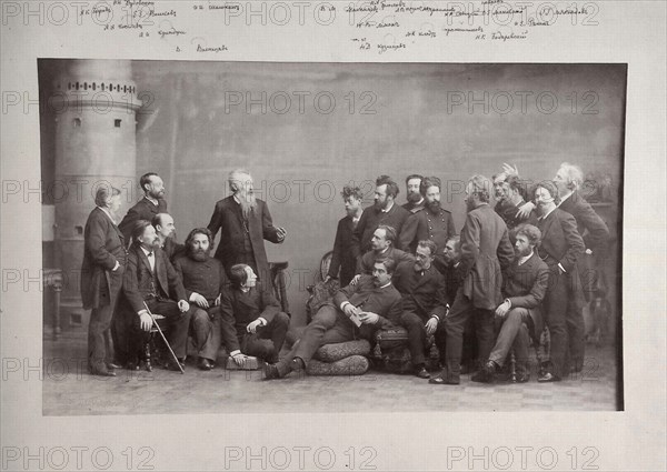 Peredvizhniki (The Wanderers), group of Russian artists, 1888. Artist: Andrei Deniere