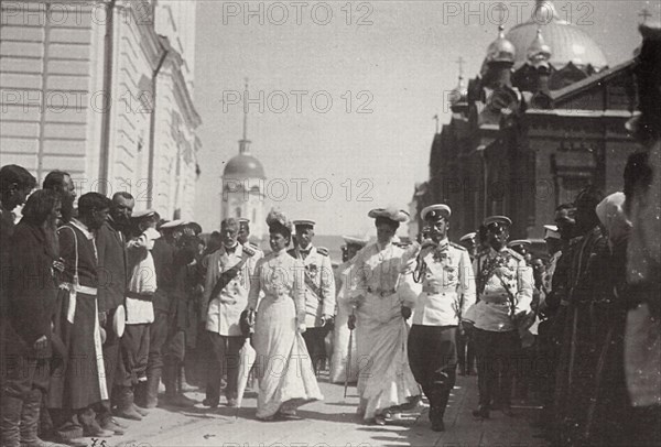 The Russian royal family visiting Sarov Monastery, Russia, 1903. Artist: K von Hahn