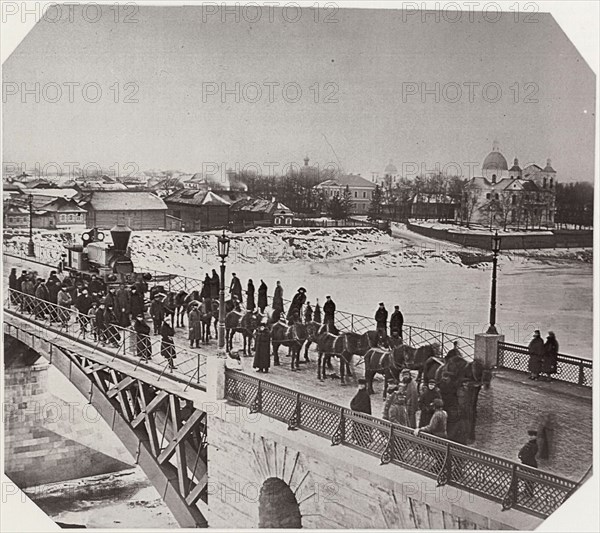 First locomotive on the Oryol (Orel) Railway, Vitebsk, Russia, 1867. Artist: Sigismund Yurkovsky