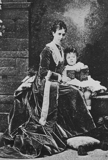 Tsarina Maria Feodorovna of Russia with Tsarevich Nicholas, c1873. Artist: Unknown